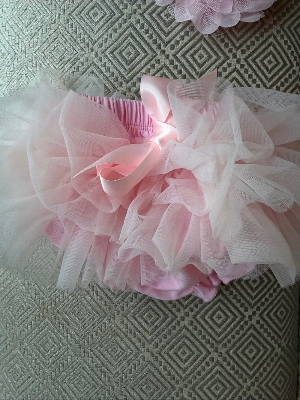 Pink Tulle Baby Bloomers & Headband Set - Soft Pink 3mo.